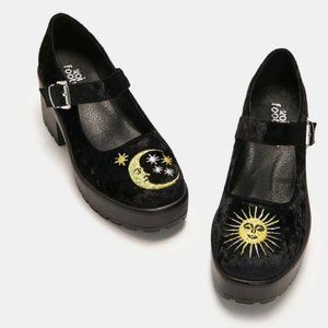 New Koi Footwear Tira Witchy Mary Janes 'Della Black Velvet Edition' UK size 7/8